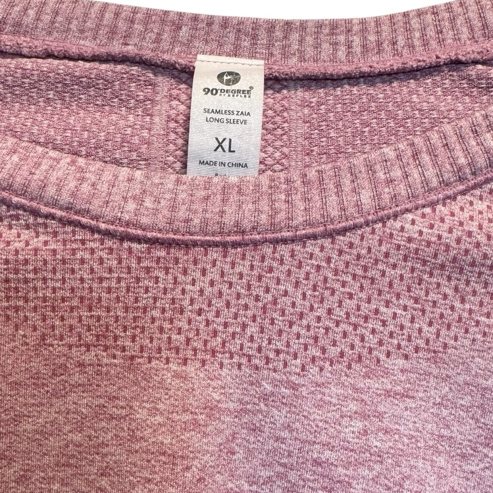 90 DEGREES Seamless Zaia Long Sleeve Active Sporty Pink Top With Thumbholes  XL - Picture 6 of 15